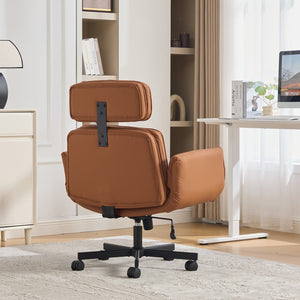 English Elm Criss Cross Pu Leather Swivel Chair Wide Seat Adjustable Arms Headrest Home Office W3118P486763