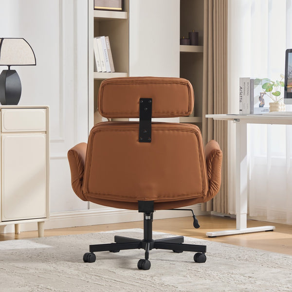 English Elm Criss Cross Pu Leather Swivel Chair Wide Seat Adjustable Arms Headrest Home Office W3118P486763