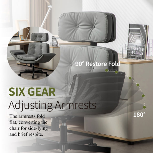 English Elm Criss Cross Pu Leather Swivel Chair Wide Cushioned Seat for Home Office Gaming W3118P486764