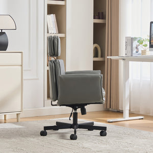 English Elm Criss Cross Pu Leather Swivel Chair Wide Cushioned Seat for Home Office Gaming W3118P486764