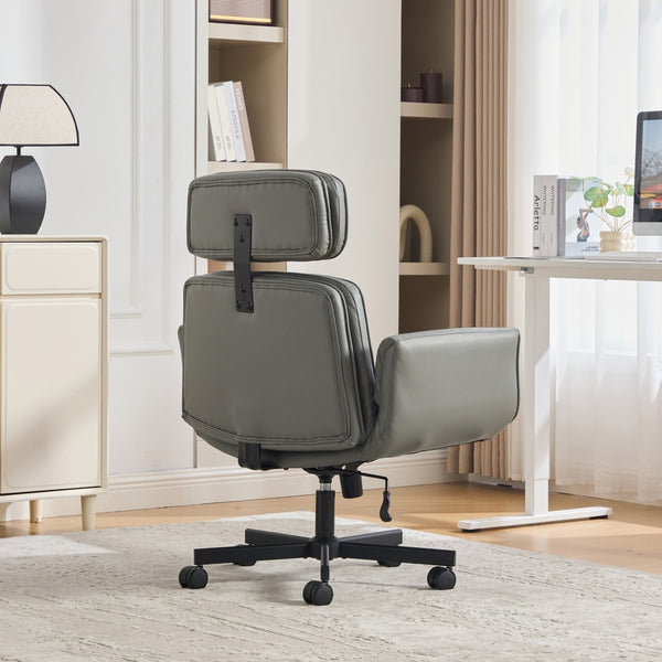 English Elm Criss Cross Pu Leather Swivel Chair Wide Cushioned Seat for Home Office Gaming W3118P486764