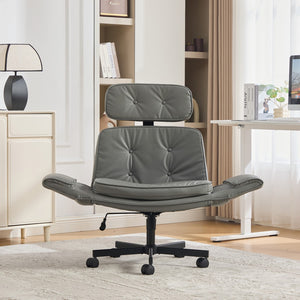 English Elm Criss Cross Pu Leather Swivel Chair Wide Cushioned Seat for Home Office Gaming W3118P486764