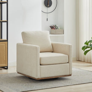 English Elm 30.5W Chenille Swivel Accent Chair with 360 Degree Base for Living Room or Bedroom Beige W3118P494322
