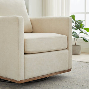 English Elm 30.5W Chenille Swivel Accent Chair with 360 Degree Base for Living Room or Bedroom Beige W3118P494322