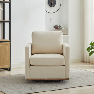 English Elm 30.5W Chenille Swivel Accent Chair with 360 Degree Base for Living Room or Bedroom Beige W3118P494322