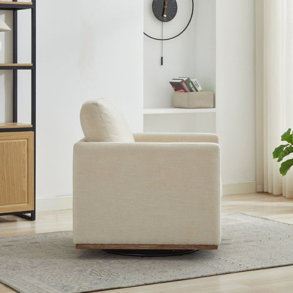 English Elm 30.5W Chenille Swivel Accent Chair with 360 Degree Base for Living Room or Bedroom Beige W3118P494322