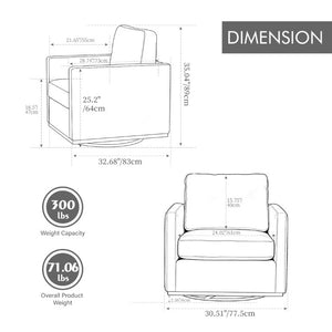 English Elm 30.5W Chenille Swivel Accent Chair with 360 Degree Base for Living Room or Bedroom Beige W3118P494322