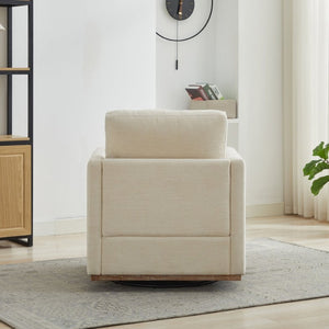 English Elm 30.5W Chenille Swivel Accent Chair with 360 Degree Base for Living Room or Bedroom Beige W3118P494322