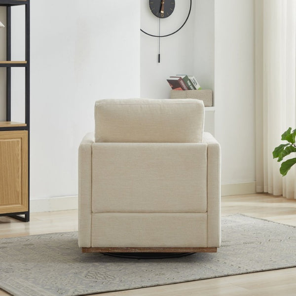English Elm 30.5W Chenille Swivel Accent Chair with 360 Degree Base for Living Room or Bedroom Beige W3118P494322