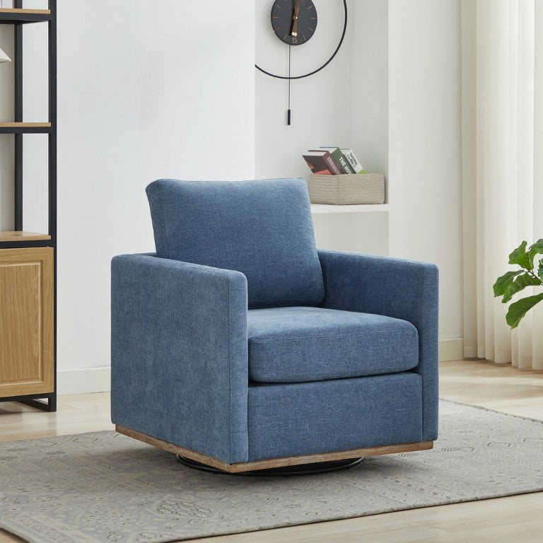 English Elm 30.5W Chenille Swivel Barrel Chair 360 Degree Rotation for Living Room or Bedroom W3118P494323