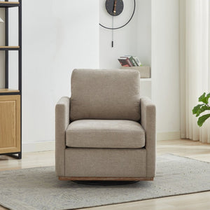 English Elm 30.5W Chenille Swivel Accent Chair with 360 Degree Base for Living Room or Bedroom Taupe W3118P494326