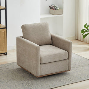 English Elm 30.5W Chenille Swivel Accent Chair with 360 Degree Base for Living Room or Bedroom Taupe W3118P494326