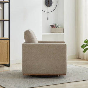 English Elm 30.5W Chenille Swivel Accent Chair with 360 Degree Base for Living Room or Bedroom Taupe W3118P494326
