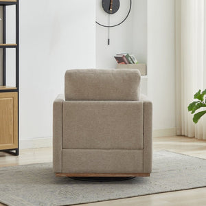 English Elm 30.5W Chenille Swivel Accent Chair with 360 Degree Base for Living Room or Bedroom Taupe W3118P494326