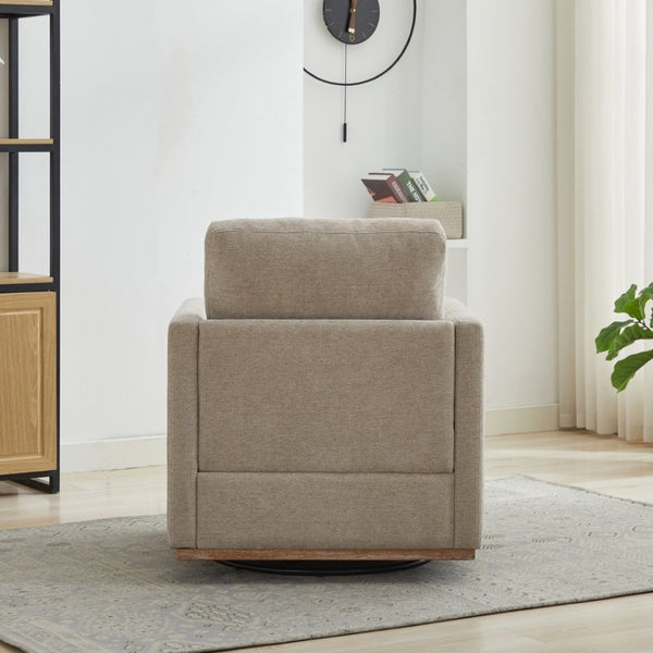 English Elm 30.5W Chenille Swivel Accent Chair with 360 Degree Base for Living Room or Bedroom Taupe W3118P494326