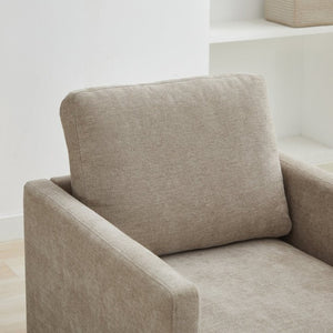 English Elm 30.5W Chenille Swivel Accent Chair with 360 Degree Base for Living Room or Bedroom Taupe W3118P494326