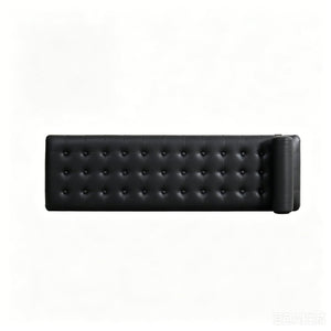 English Elm 66" Tufted Faux Leather Bench with Detachable Pillow Dark Walnut Legs Bedroom Entryway W3118P505148