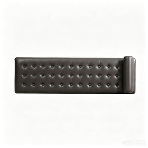 English Elm 66" Button Tufted Faux Leather Bench with Walnut Legs and Detachable Pillow for Bedroom Entry Coffee W3118P505149