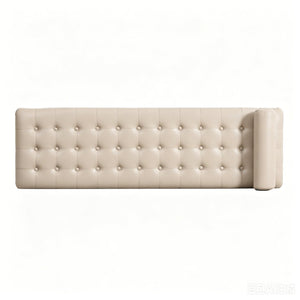 English Elm 66" Button Tufted Faux Leather Bench with Walnut Legs and Detachable Pillow for Bedroom Entry Taupe W3118P505150
