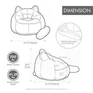 English Elm 41.7 Inch Cat Shaped Faux Fur Floor Chair Oversized Bean Bag with Tail Pillow Lounge Seat W3118P527021