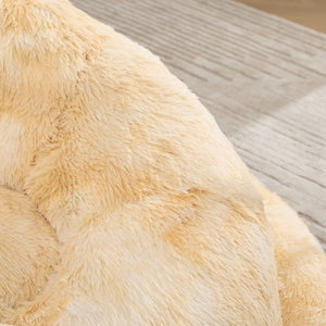 English Elm 41.7 Inch Cat Shaped Faux Fur Floor Chair Oversized Bean Bag with Tail Pillow Lounge Seat W3118P527021