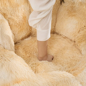 English Elm 41.7 Inch Cat Shaped Faux Fur Floor Chair Oversized Bean Bag with Tail Pillow Lounge Seat W3118P527021