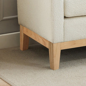 English Elm 66.34"w Boucle Upholstered Bench Daybed with Fluted Wood Legs and Bolster Pillows Ivory Natural W3118S00051