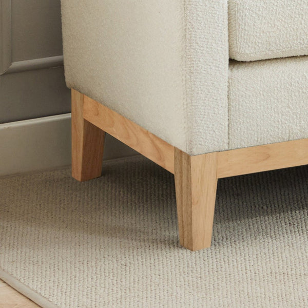 English Elm 66.34"w Boucle Upholstered Bench Daybed with Fluted Wood Legs and Bolster Pillows Ivory Natural W3118S00051