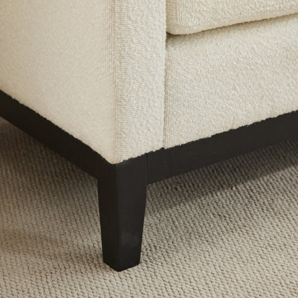 English Elm 66.34"w Boucle Upholstered Bench Daybed with Fluted Wood Legs and Bolster Pillows Ivory Black W3118S00053