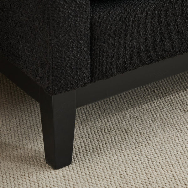 English Elm 66.34"w Boucle Upholstered Bench Daybed with Fluted Wood Legs and Bolster Pillows Black Black W3118S00054