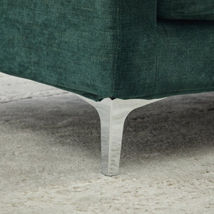 English Elm 77.5''w Chenille Slipcovered Chaise Lounge Open Back Settee with Pocket Spring Seat Green W3118S00057