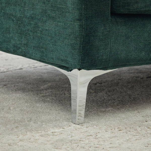 English Elm 77.5''w Chenille Slipcovered Chaise Lounge Open Back Settee with Pocket Spring Seat Green W3118S00057