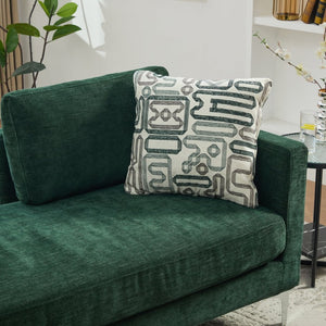 English Elm 77.5''w Chenille Slipcovered Chaise Lounge Open Back Settee with Pocket Spring Seat Green W3118S00057