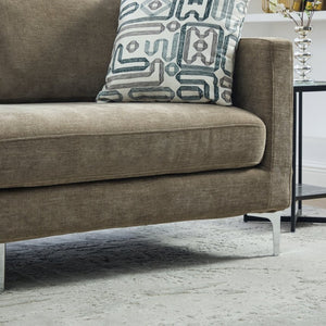 English Elm 77.5''w Chenille Slipcovered Chaise Lounge Open Back Settee with Pocket Spring Seat Taupe W3118S00058