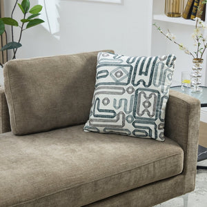 English Elm 77.5''w Chenille Slipcovered Chaise Lounge Open Back Settee with Pocket Spring Seat Taupe W3118S00058