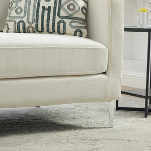 English Elm 77.5''w Chenille Slipcovered Chaise Lounge Open Back Settee with Pocket Spring Seat Ivory W3118S00059