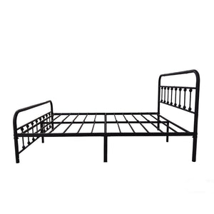 English Elm Metal Full Size Platform Bed with Tall Headboard Matte Black Steel Minimalist Frame W311P388949