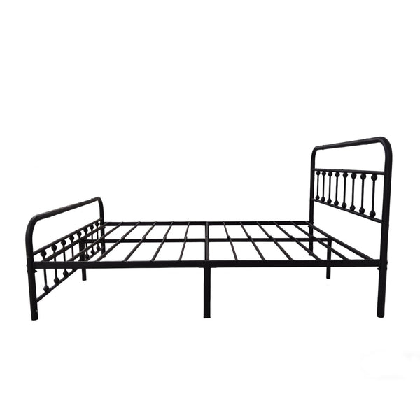 English Elm Metal Full Size Platform Bed with Tall Headboard Matte Black Steel Minimalist Frame W311P388949