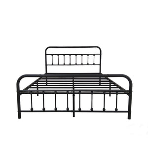 English Elm Metal Full Size Platform Bed with Tall Headboard Matte Black Steel Minimalist Frame W311P388949
