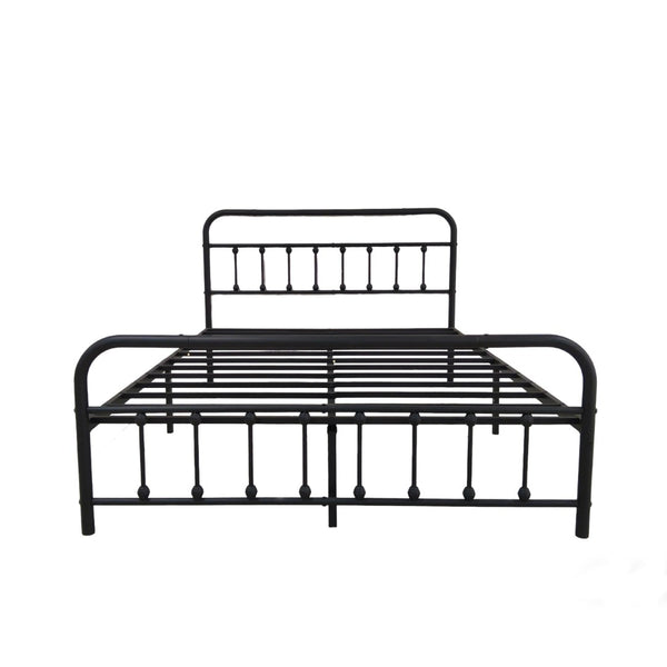 English Elm Metal Full Size Platform Bed with Tall Headboard Matte Black Steel Minimalist Frame W311P388949