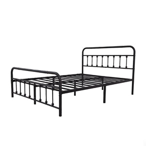 English Elm Metal Full Size Platform Bed with Tall Headboard Matte Black Steel Minimalist Frame W311P388949