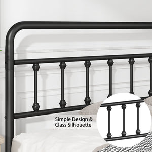 English Elm Metal Queen Bed Frame Matte Black Finish Tall Headboard Open Storage No Box Spring W311P388953