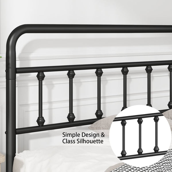 English Elm Metal Queen Bed Frame Matte Black Finish Tall Headboard Open Storage No Box Spring W311P388953
