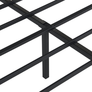 English Elm Full Size Platform Bed Rustic Wood Headboard Matte Black Metal Frame Storage W311P521357
