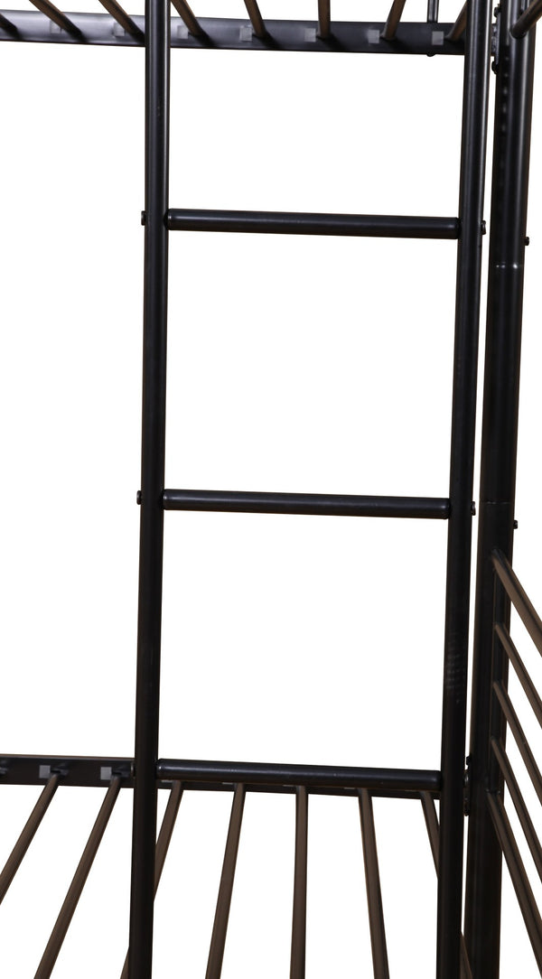 English Elm Metal Bunk Bed with Built-in Stairs Powder Coated Steel Frame for Kids Shared Rooms W311S00035