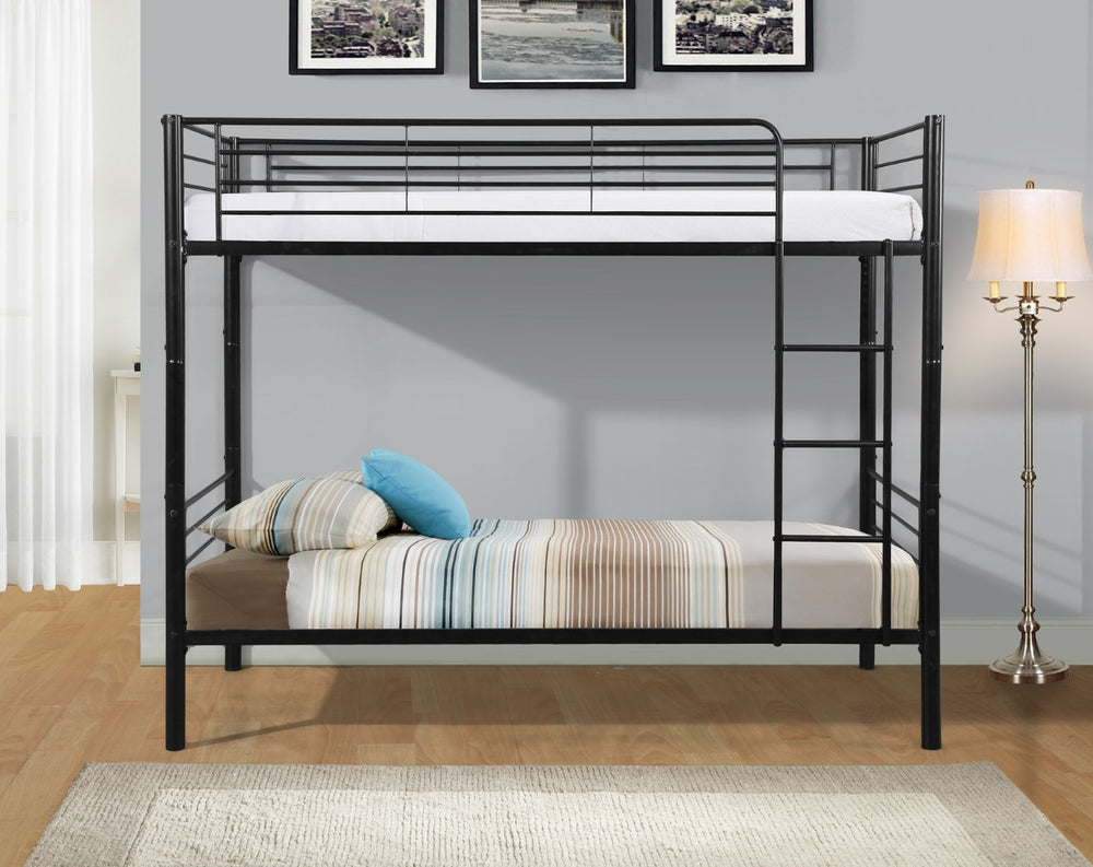English Elm Metal Twin Over Bunk Bed Steel Frame with Built in Stairs for Kids Rooms W311S00043