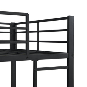 English Elm Multi-Function Twin Steel Loft Bed with Built-In Desk Open Shelving and LED Lighting W311S00068
