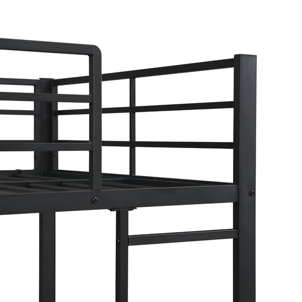 English Elm Multi-Function Twin Steel Loft Bed with Built-In Desk Open Shelving and LED Lighting W311S00068