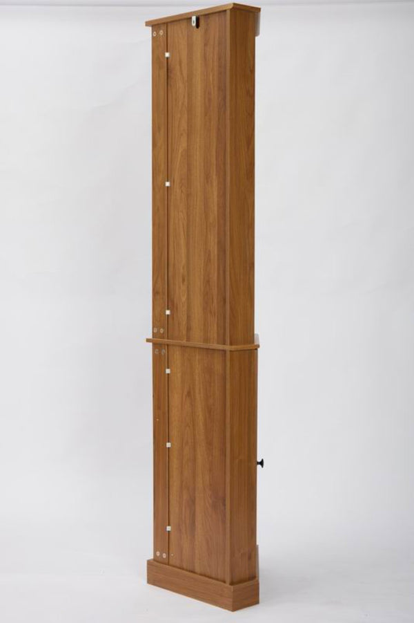English Elm Tall Corner Wine Cabinet with Open Shelving Metal Mesh Door Walnut Industrial Bar W3123P520560