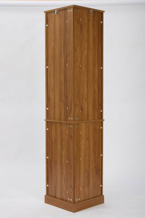 English Elm Tall Corner Wine Cabinet with Open Shelving Metal Mesh Door Walnut Industrial Bar W3123P520560
